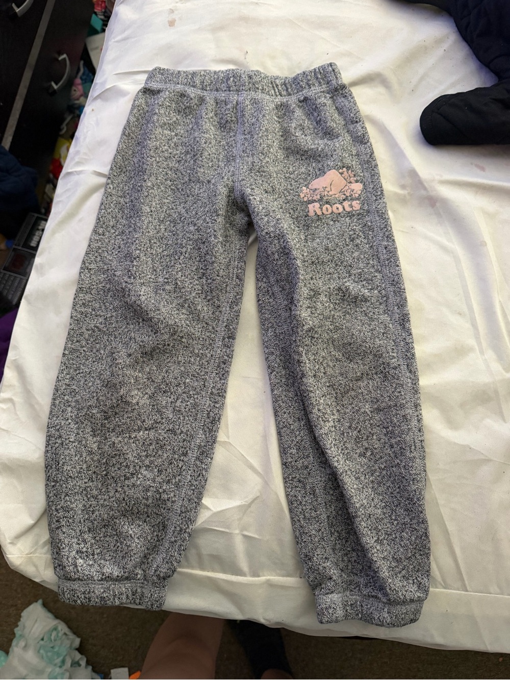 Roots Grey Joggers with Pink Logo - Girls